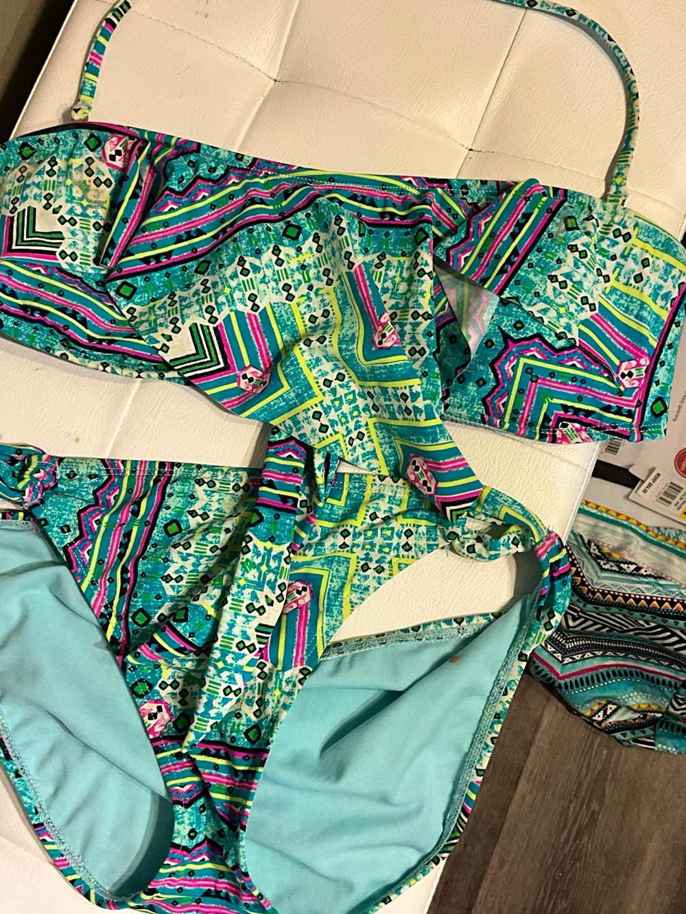 Teal Multicolor two Piece Swimsuit l